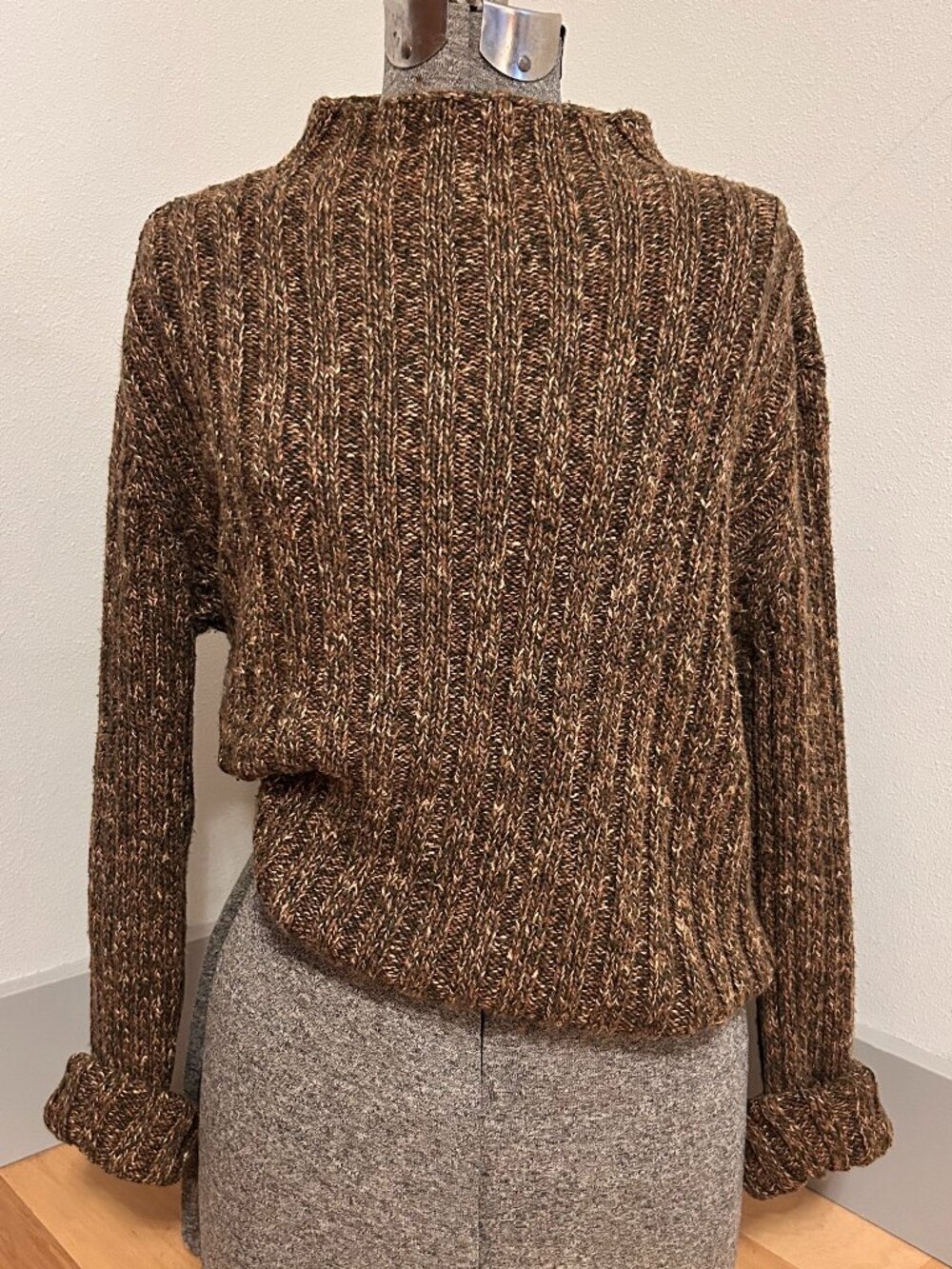 Jones New York Brown Marled Ribbed Turtleneck Sweater